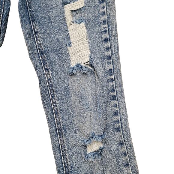 Tinseltown Junior 5 Distressed Straight Leg Jeans Light Wash Grunge Skater Punk - Picture 4 of 10